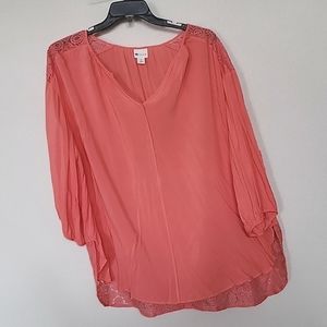 Stylus sheer coral blouse